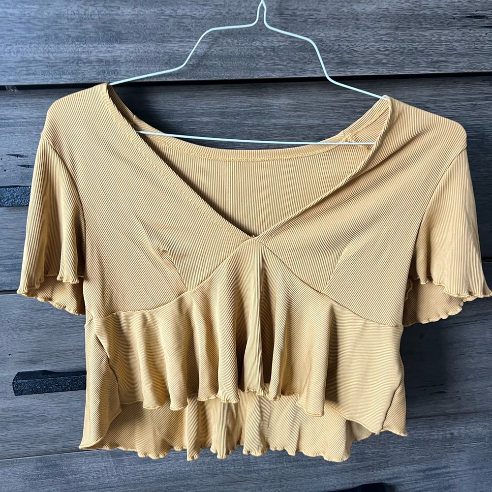 Yellow flowy crop top